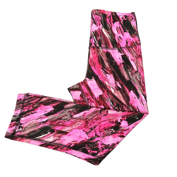 Lululemon Wunder Train Crop Leggings Pink Pattern Size 8 - Picture 1 of 7